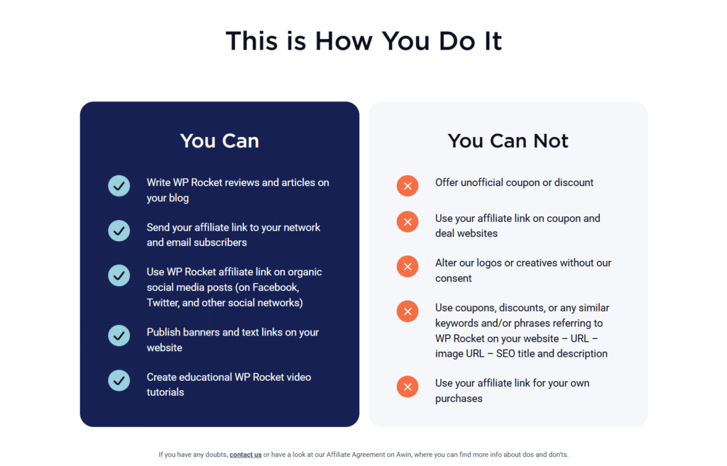 wp rocket affiliate program promotion rules and guidelines The WP Rocket affiliate program outlines the allowed and prohibited promotion rules.