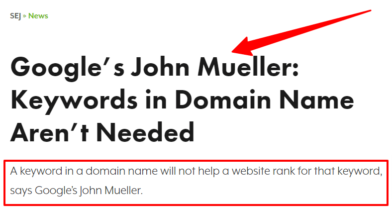 An article Headline on the Search engine Journal blog