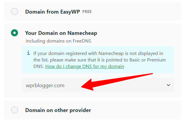 EasyWP domain name - CyberNaira Installing WordPress in EasyWP - Step 1 - Choose your domain name