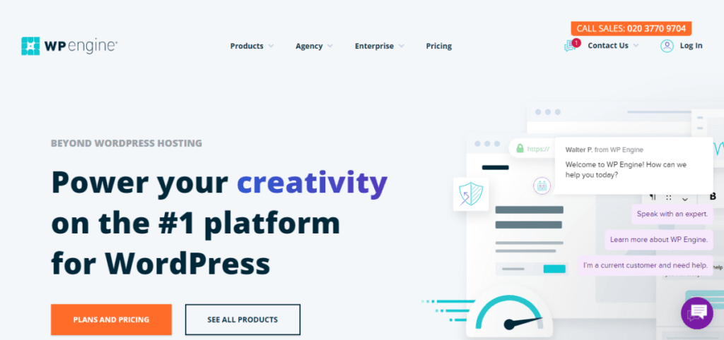 WP Engine website homepage