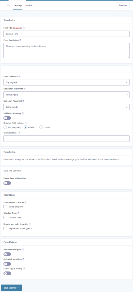 Forms setting page in Gravity Forms - CyberNaira Web forms setting page in Gravity Forms
