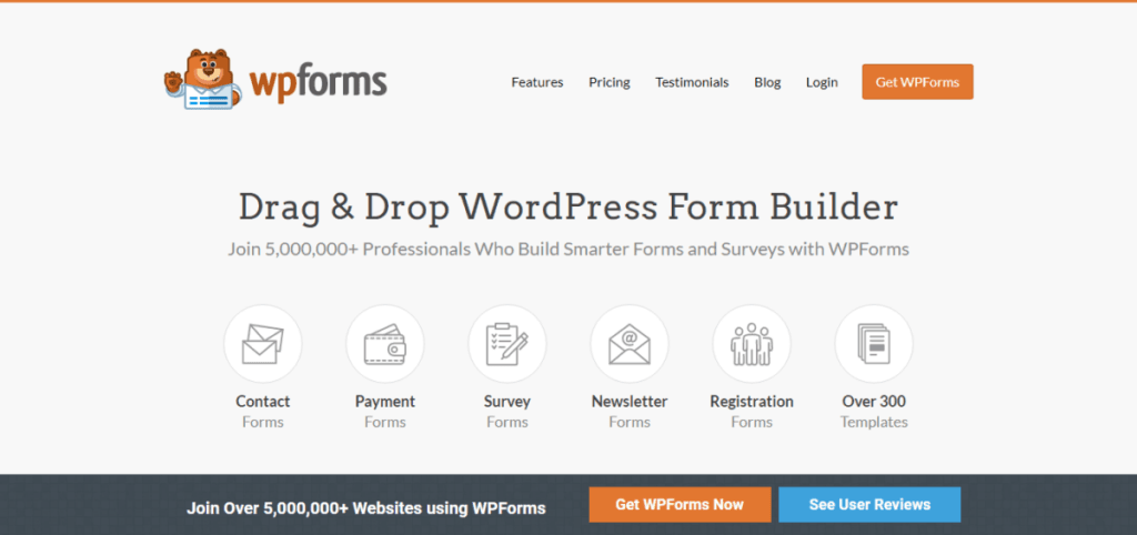 wpforms plugin website homepage