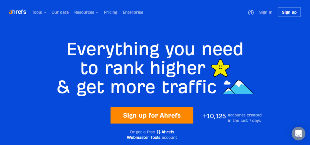 Ahrefs SEO Tools Resources To Grow Your Search Traffic - CyberNaira Ahrefs homepage