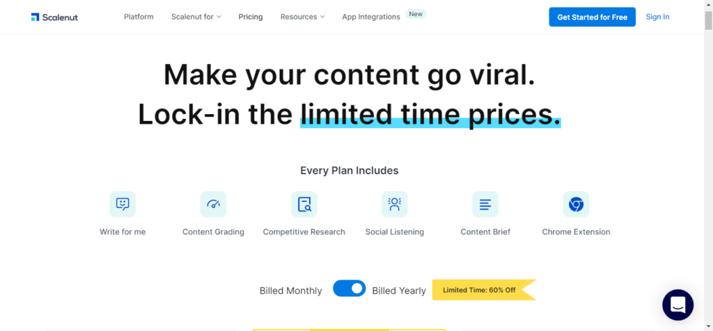 Scalenut Pricing Plans Individual Growth Pro Plans - CyberNaira Scalenut pricing