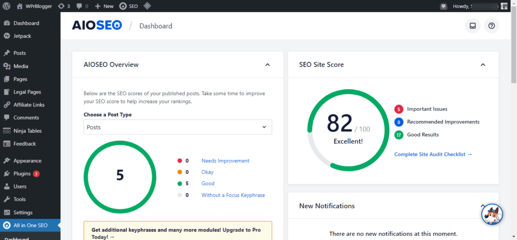 All in one seo dashboard