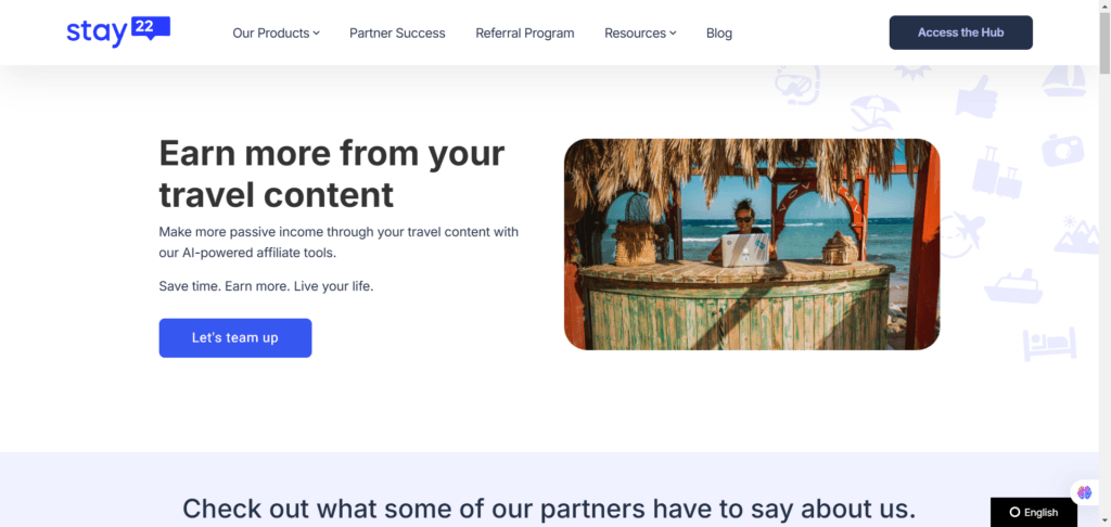 Stay22 homepage -affiliate program