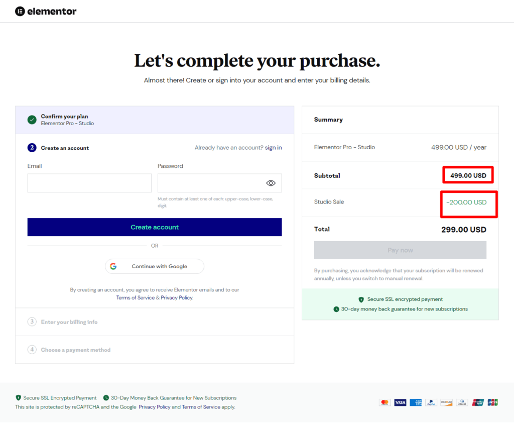Checkout – My Account Elementor Elementor checkout page
