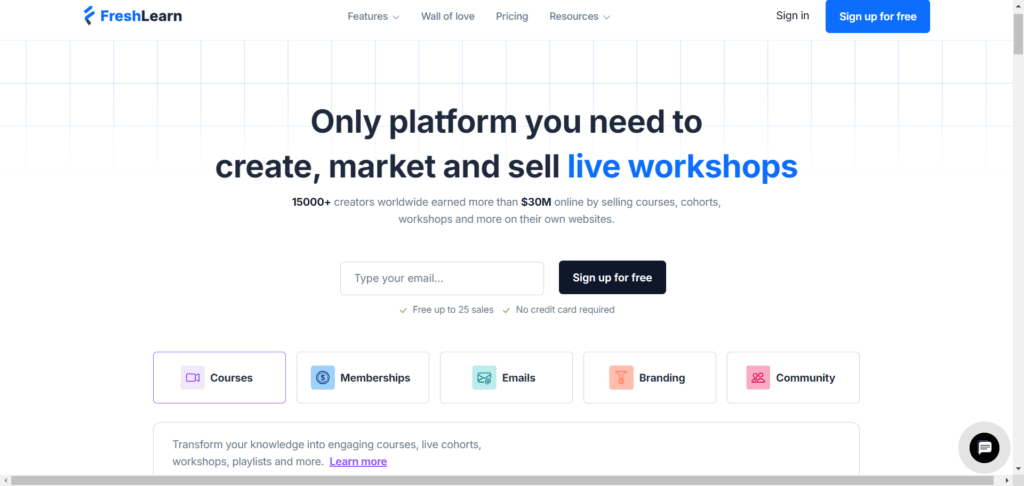 Freshlearn online learning platform