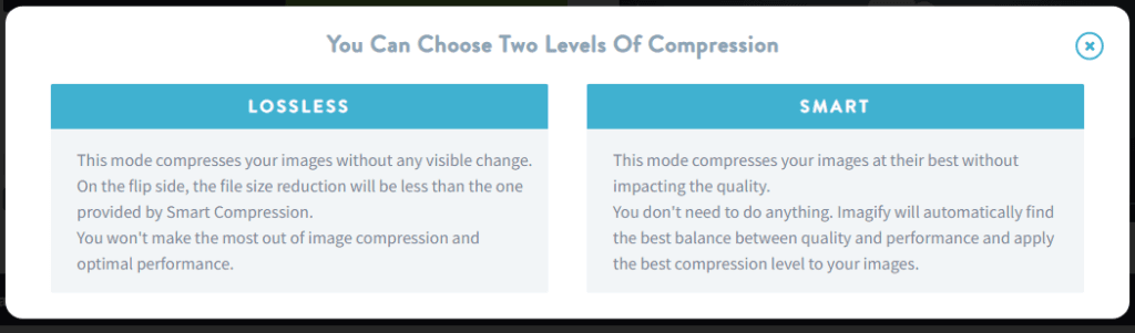 Imagify image compression level