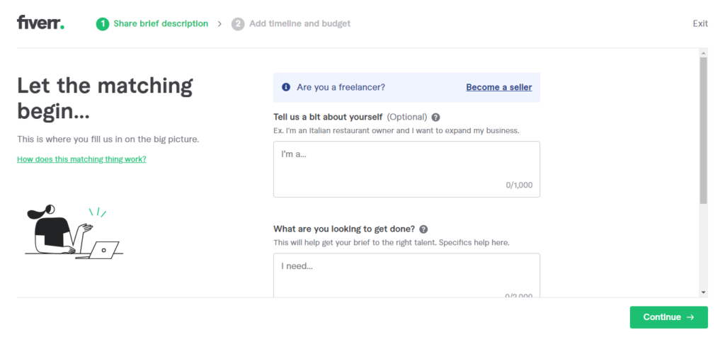 Post a reques info page - CyberNaira Fiverr Post a Request details box