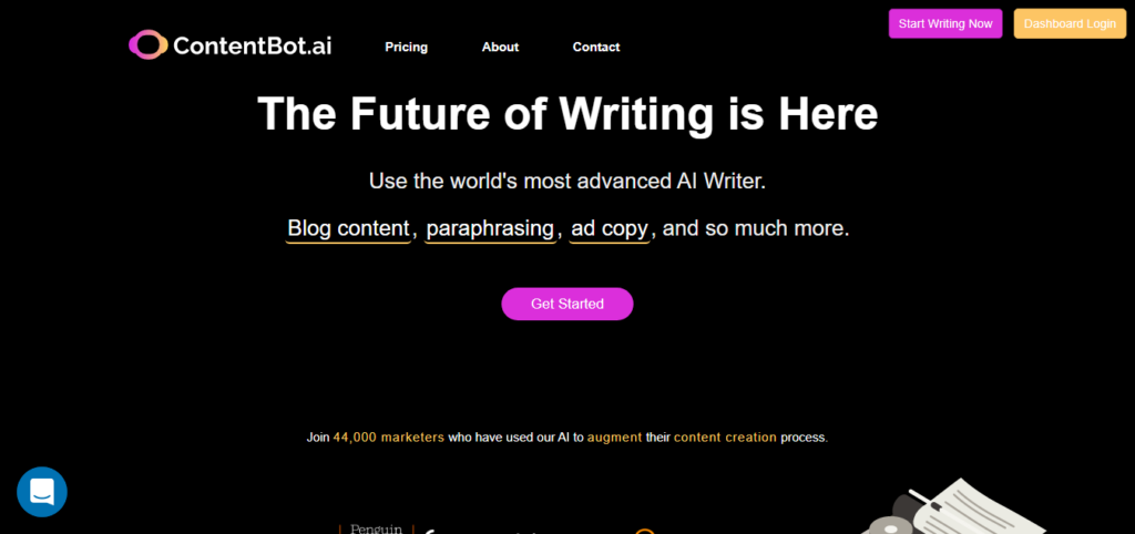 ContentBot AI Writer AI Content for Founders and Content Marketers - CyberNaira Contentbot AI homepage