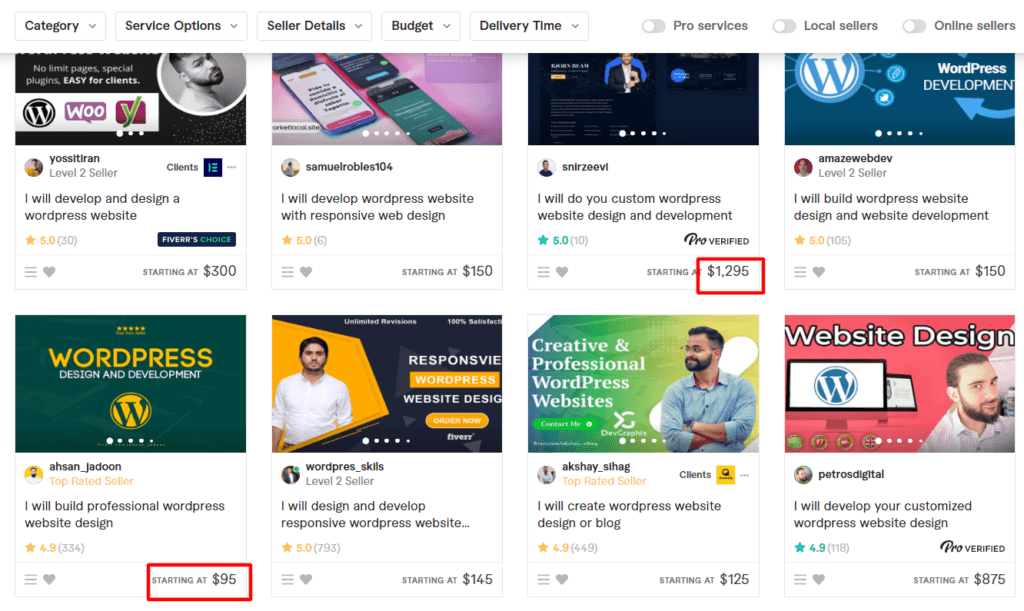 Fiverr web development marketplace