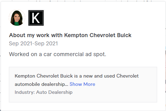 theadtwins Profile Fiverr Knton - CyberNaira Lisa's clients past work with Kempton Chevrolet Bulck