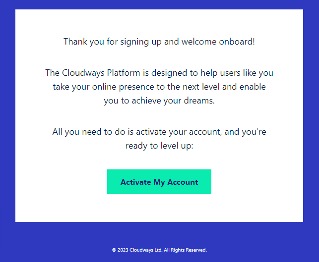 Cloudway mail verification activation - CyberNaira Activation Button my account