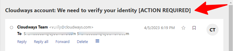 Coudways verification email - CyberNaira Cloudways email notification subject line