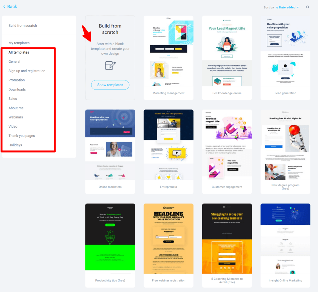 Getresponse landing pages examples