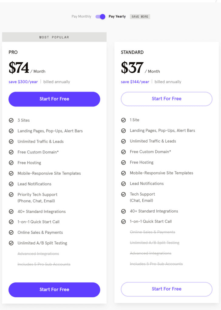 Leadpages Pricing