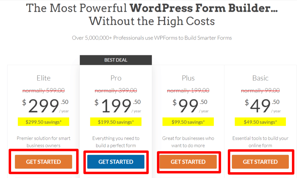 WPForms Pricing