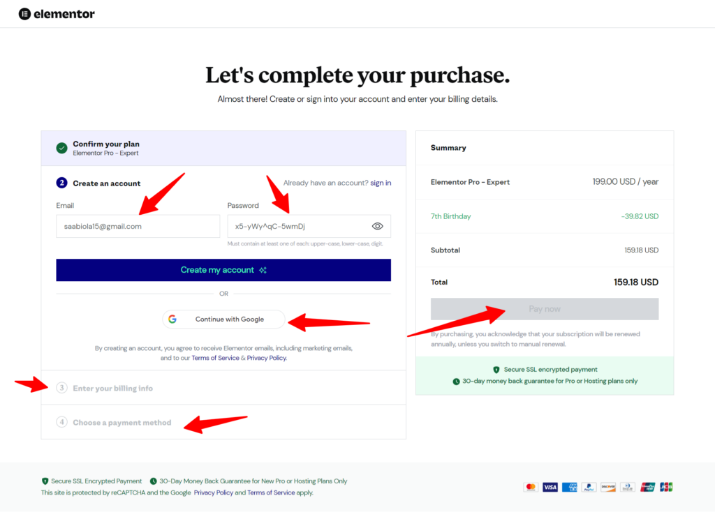 Checkout – My Account - CyberNaira Elementor Payment Check out page