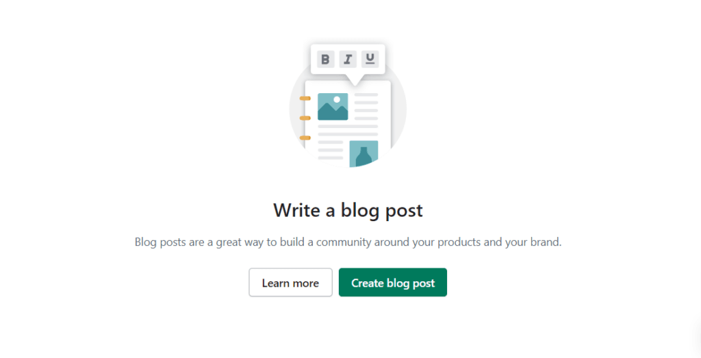 Creating a blog in Shopify Creating a blog post in Shopify