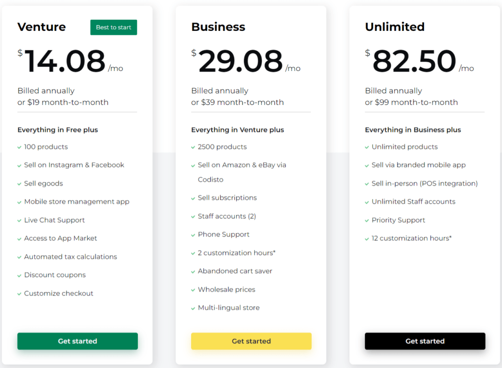 Ecwid Pricing and features 