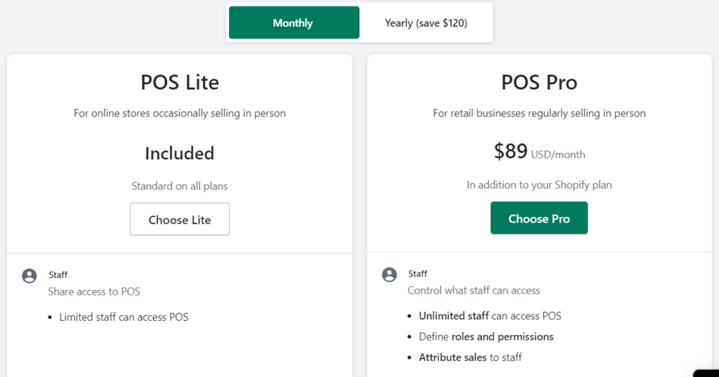 Shopify POS GO payment feature - CyberNaira Shopify POS Pro vs POS Lite price list