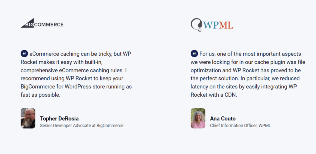 WP Rocket testimonials 