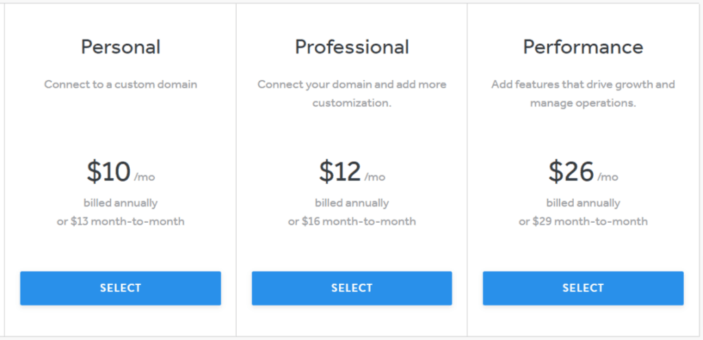 Weebly Pricing 