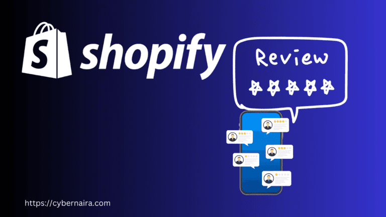 Shopify review illustration with star ratings and customer feedback on mobile screen.