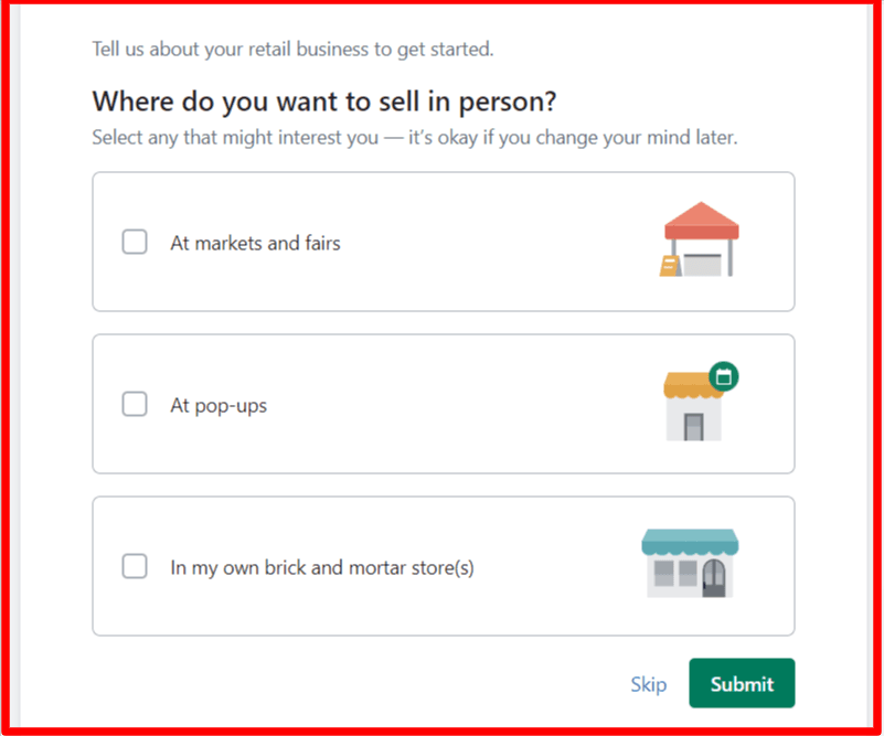 Question - where do you want to sell in person - Shopify