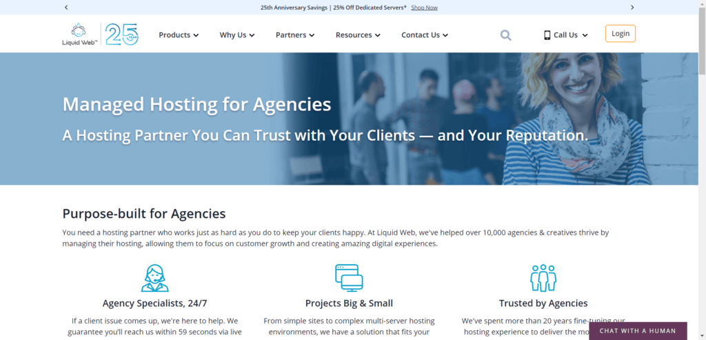 Liquid Web Agency hosting landing page