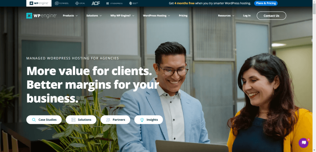 WP Engine Agency hosting landing page 