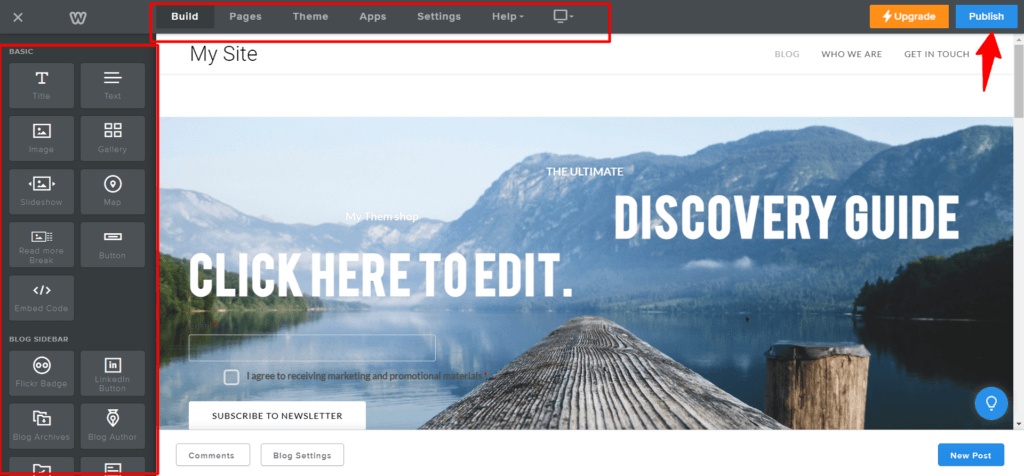 Weebly drag and drop content editor
