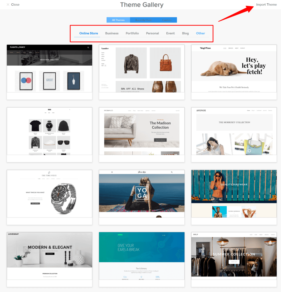 Weebly Themes store