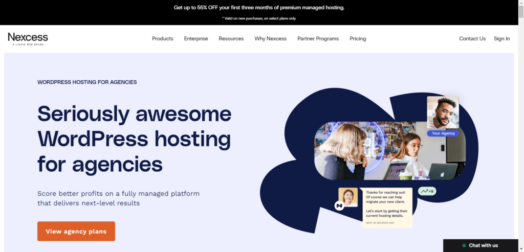 Nexcess agency hosting landing page