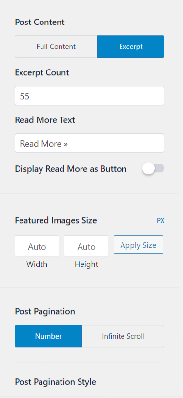 Customize Blog Pro Excerpt counts - CyberNaira A screenshot of the advanced blog customization settings within the Astra Pro WordPress theme. The sidebar menu lists several toggle options, including "Add Space Between Posts," "Masonry Layout," "Highlight First Post," "Enable Date Box," and "Remove Featured Image Padding." The "Masonry Layout" option is currently enabled, indicated by a blue toggle switch, while the other features remain inactive. Small question mark icons are visible next to some settings to provide additional information on their function.