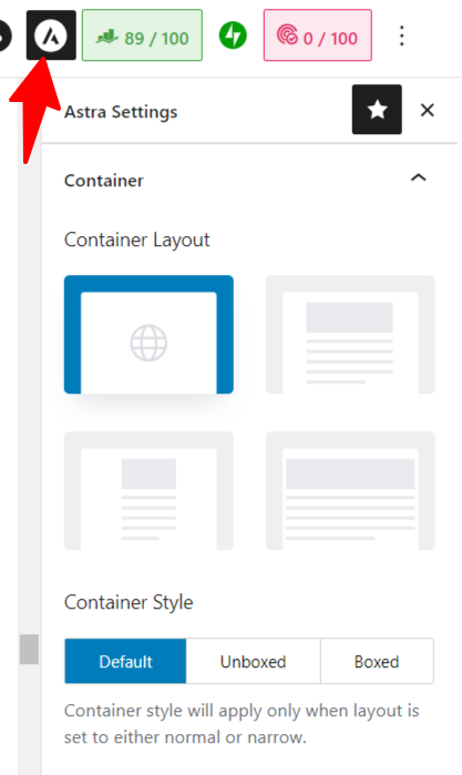 Page level setting in Astra - CyberNaira Page-level setting Astra panel