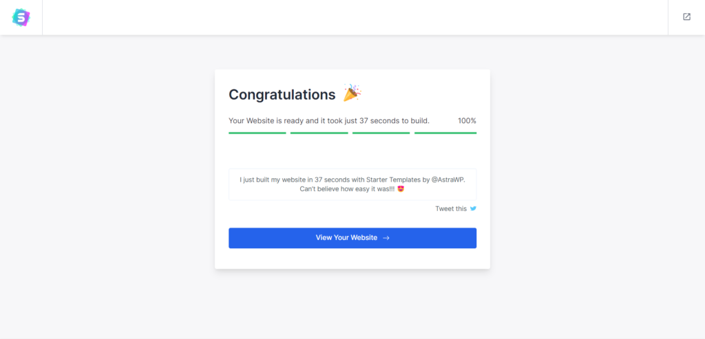 Starter Templates ‹contratulations - CyberNaira Astra theme setup wizard congratulation notice - website activated