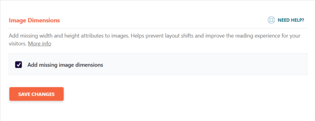 WP Rocket add missing image dimension feature 