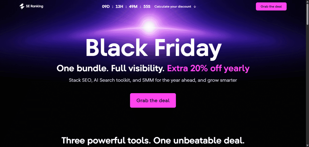 SE Ranking BFCM Deal details page