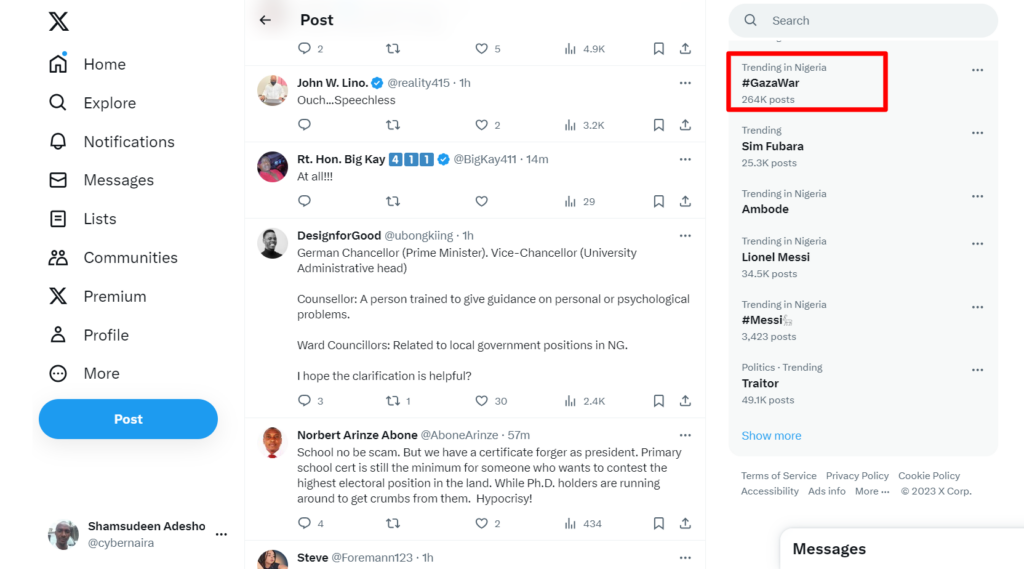 Twitter Hashtags Gaza - CyberNaira Hashtag example on Twitter