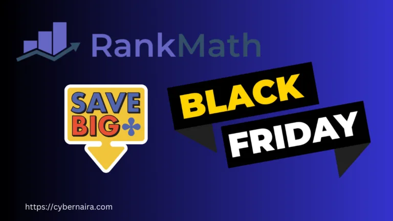 RankMath Black Friday sale banner showing the RankMath logo and save big offer