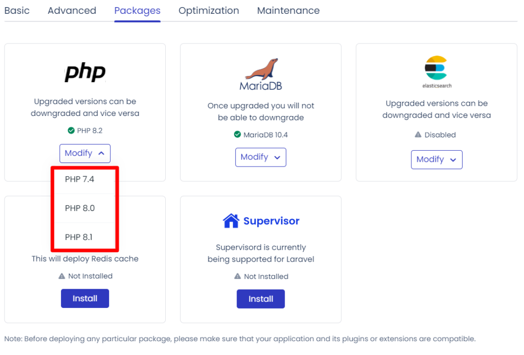Cloudways PHP Update dropdown list - CyberNaira Updating PHP version in Cloudways hosting