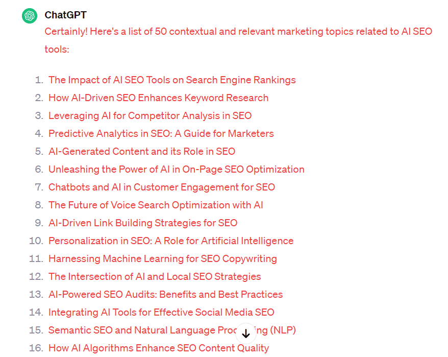 keyword information from ChatGPT