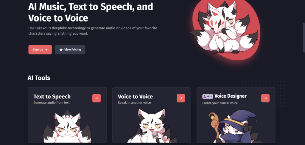 FakeYou Celebrity Voice Generator FakeYou - CyberNaira FakeYou AI - Website homepage