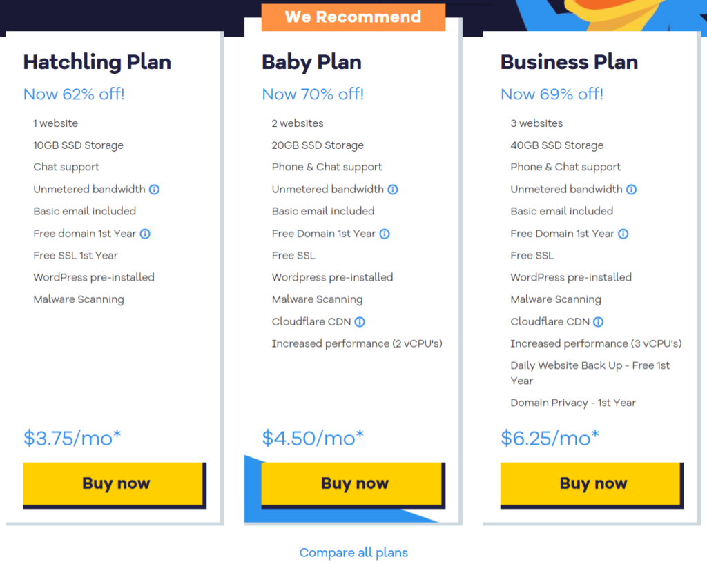 HostGator shared web hosting plans