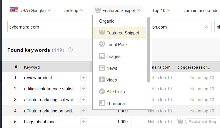 Rank Tracker Filters 