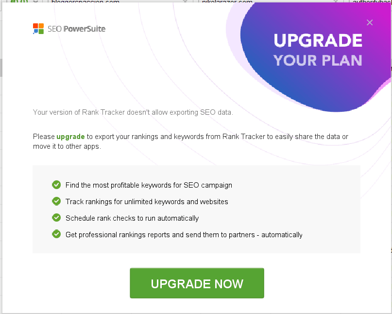 Rank Tracker Upgrade Notice 