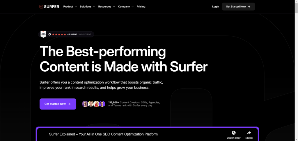 Surfer SEO home page - CyberNaira Surfer SEO home page
