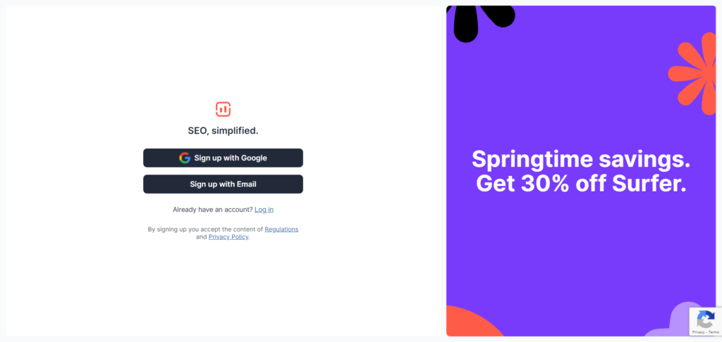 SEO simplified - CyberNaira Surfer SEO Sign up page